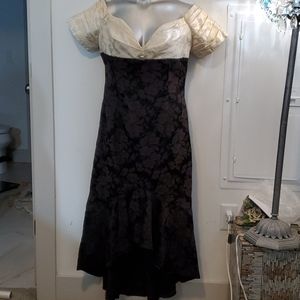 VINTAGE 80'S BLACK & WHITE PROM PARTY LONG DRESS